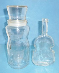 2 Glass Containers, 1 Violin Shaped Bottle