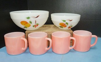 Vintage Fireking Bowls & 4 Mugs