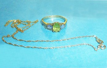 Vintage Gold Jewelry, 10k Ring Size 7(2.2gr), 14k Neck Chain (0.7gr)