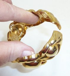 Wide Goldtone Hinged Bracelet, JEWELRY