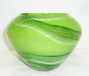 Green Art Glass Bowl, Romania Label