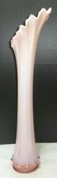 Huge 23' Pink Opalescent 'Fostoria Heirloom' Swung Vase, Striking On Display, MCM Vintage Art Glass Vase