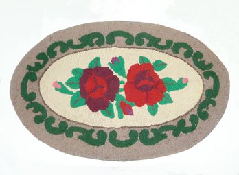 Vintage Hooked Rug, Oval