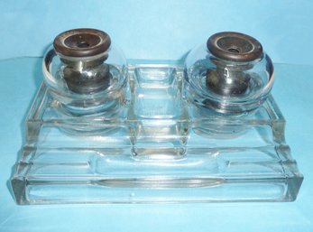 Vintage Sengbusch #320 Glass Double Inkwell