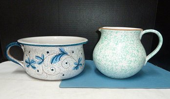 (2) Signed ITALY Glazed Pottery Pieces