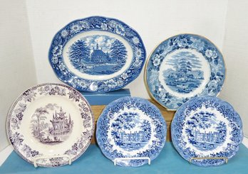 Vintage LOT Blue Transfer & Mulberry Plates, Liberty Blue, Adams & More