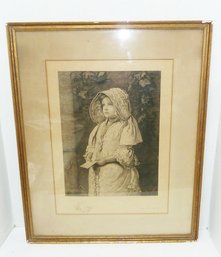 Antique Signed Lithograph Dated & Signed 1886, Albert Rosenthal (noted Artist) Beautiful Young Girl Image