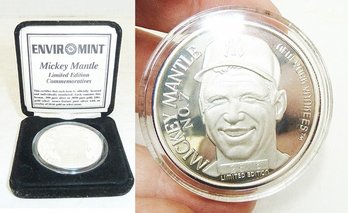 1 Troy Oz Mickey Mantle Ltd. Edition Commemorative Coin, .999 Fine Silver