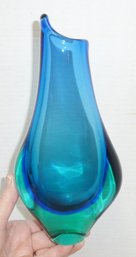 Vintage MCM Murano Sommerso Teardrop Vase, Attributed To Flavio Poli, Seguso Vetri D'Arte