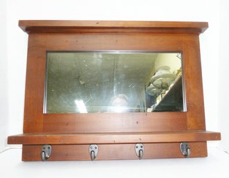 Wood Wall Mirror & Coat Rack Hooks
