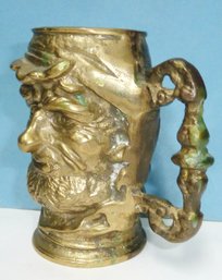 Large Brass Toby Mug, Tankard/Stein, Old Man With Cigar FACE, Superior Detail