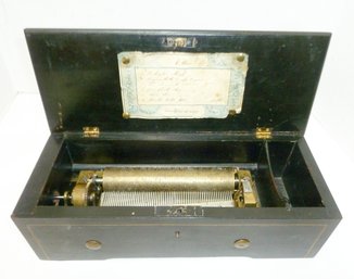 Antique Cylinder 6 Tunes Music Box & Working Key