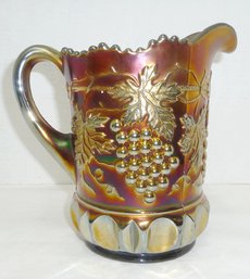 Antique Northwood Carnival Glass, Grape & Cable Table Pitcher