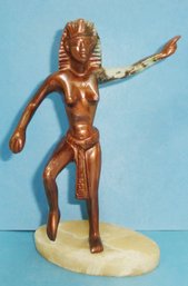 Vintage Bronzed Finish Cleopatra Figure On Onyx Slab