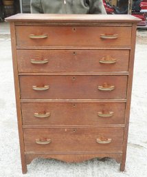 Antique Oak 5 Drawer Tall Dresser, Chest 46' Tall X 34' Widest