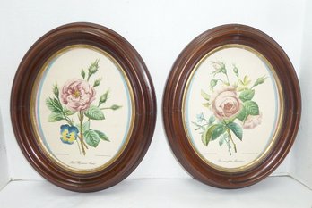 Antique Oval Deep Walnut Picture Frames, PAIR