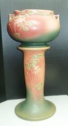Antique Roseville 'columbine' Jardiniere & Pedestal