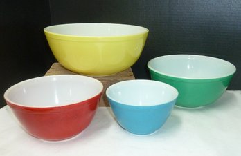 Vintage Pyrex Primary Colors, Mixing Bowl Set, All #'D, The Best Set We Have Ever Offered, GREAT COLOR