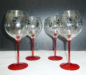 (4) Pfaltzgraff 'Winterberry' Wine Goblets, Barware, Tableware