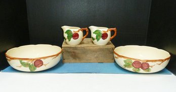 Vintage Franciscan Apple Serving Bowls & 2 Creamers