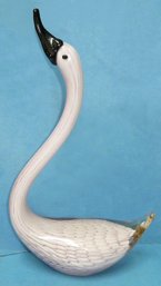 Tall Pink Murano Art Glass Swan, Stately Mid Century Bird Figurine, Approx, 15' Tallest