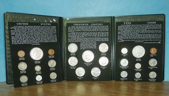 20th Century Tri-fold Type Set, 1896 Morgan 1922 Peace Silver Dollars, Liberty, Barber, Halves, 25 COINS