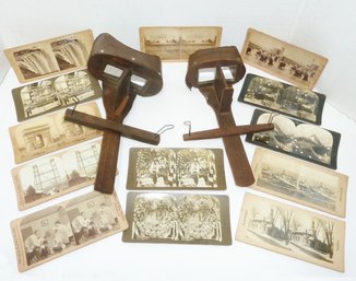 Antique 2 Stereo Viewers & Generous LOT Of Stereo View Cards, A Couple Presidential Views, SEE ALL PICS