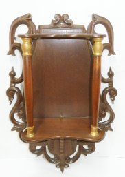 Antique Carved Wood Wall Hanging Display Shelf, Display Your Prized Possessions, Approx. 19' Tall