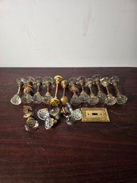 Vintage Glass & Brass Door Knob Lot (Mixed Sets W/ Backplates)