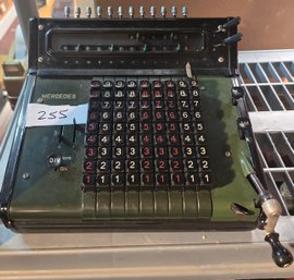 Vintage Mercedes Mechanical Adding Machine Calculator With Hand Crank & Full Keyboard