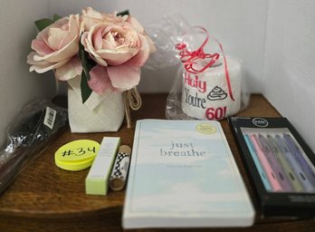 Punch Studio Just Breathe Journal, Mary Kay Satin Lips, Loddie Doddie Pens & Gift Lot
