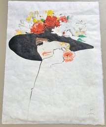 Limited Edition Signed Art Print  Lady With Floral Hat (250/300)