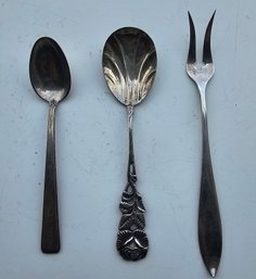 Mixed Lot Sterling & 800 Silver Flatware  Antiko, Old Lace - 3 Pcs- 37g Total