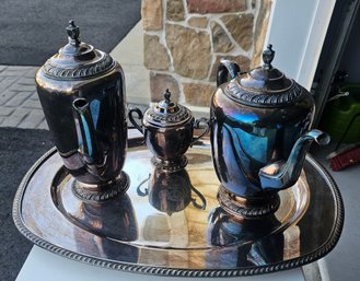 Wm. Rogers Avon Silverplate Tea/Coffee Service W/ Kenton Tray - 4 Piece Set