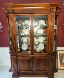 Stanley Furniture Lighted Curio China Cabinet ONLY With Glass Shelves & Side Display Panels