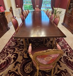 Luxury Extendable Dining Table With 12 Upholstered Dining Chairs
