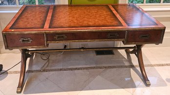 Thomasville Ernest Hemingway Collection Executive Partner's Desk Model 36732-620 Leather Top Campaign Style Wr