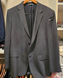 Gray 100% Wool Two Button Mens Blazer Sport Coat Jacket Size 52