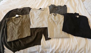 Lot Of 6 Mens Sweaters Banana Republic DKNY V-Neck Crewneck Knit Pullover Assortment