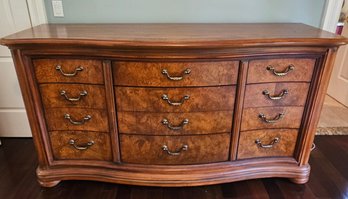Thomasville 12-Drawer Triple Dresser With Burl Wood Veneer