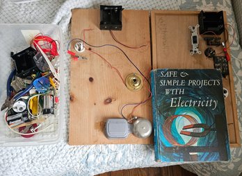 Vintage Children's Electricity Experiment Kit, Safe & Simple Projects Book & Parts Lot