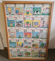 Vintage Children's Counting Print 1-25 Framed Educational Wall Art 21' X 29'