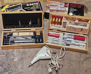 X-Acto Craft & Modeler's Tool Sets With Burgess Vibro-Graver- Carving, Cutting & Hobby Tools