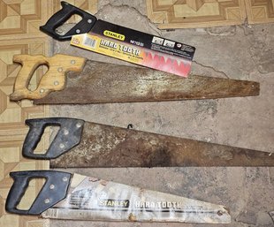 Stanley Hard Tooth Hand Saw Lot, Backsaw & Crosscut Woodworking Saws, Vintage Shop Tools
