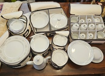Carlton Andover 482 Floral China Dinnerware Set, Teapot & Serving Pieces With Somerset By Excel Pedestal Dish