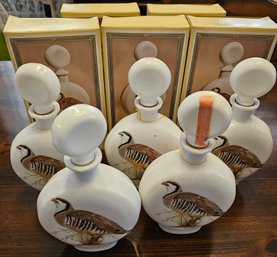 Vintage 1969 Field Birds Chukar Partridge Whiskey Decanters By J.W. Dant- Lot Of 5, Boxes 11'H