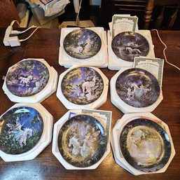 Bradford Exchange Mimi Jobe Fairyland Complete 8 Plate Collection- Unicorns & Fairies