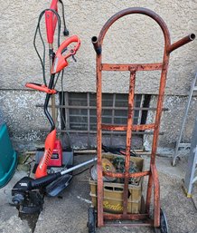 Scrap & Salvage Lot- Brass Plumbing Valves, Solder Wire, Hand Truck & BlackDecker GrassHog