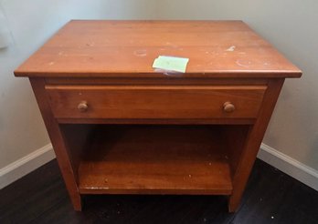 Wood Nightstand With Drawer & Open Shelf, Bedside End Table, Bedroom Storage Cabinet