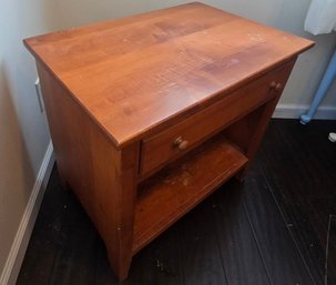 Wood Nightstand With Drawer & Open Shelf, Bedside End Table, Bedroom Storage Cabinet